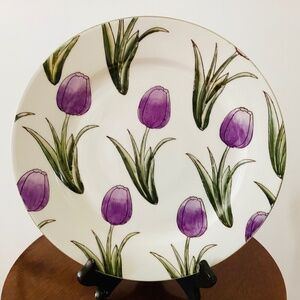 Vintage Decorative Plate with Tulips, Decorative Tulip Plate, Home Decor